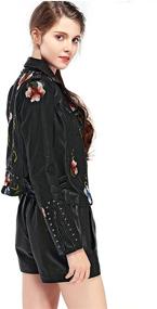 img 1 attached to Women's Floral Embroidered Leather Jacket - Coats, Jackets & Vests for Women's Clothing