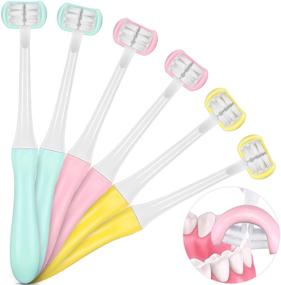 img 4 attached to 🦷 3-in-1 Children's Toothbrush Set: 6 Pieces Soft Wrap-Around Brushes for Gentle and Effective Oral Care – 3 Colors