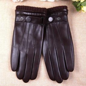 img 2 attached to 🧤 Premium Texting Touchscreen Sheepskin Leather Cashmere Men's Gloves & Mittens – A Perfect Blend of Style, Comfort, and Functionality