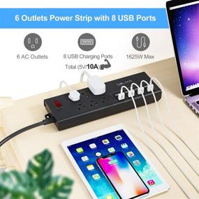 img 3 attached to 💡 Grey Power Strip Surge Protector with USB Ports, Flat Plug and Overload Surge Protection