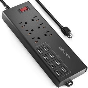 img 4 attached to 💡 Grey Power Strip Surge Protector with USB Ports, Flat Plug and Overload Surge Protection