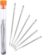 hekisn professional large-eye leather stitching needle set with 3 sizes and storage container - ideal for leather projects (pack of 6) logo