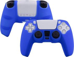img 3 attached to PS5 Controller Cover with Pandaren Skin Texture | Sweat-Proof Anti-Slip Silicone Hand Grip with Thumbsticks Cap Protector (Blue) | Grips Compatible for Sony Playstation 5 Controller