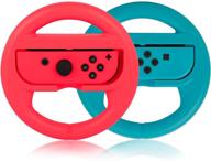 🎮 enhance your mario kart experience with powerlead steering wheel for nintendo switch controller - 2 pcs racing wheel in red & blue! logo