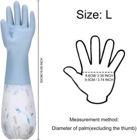 img 3 attached to Reusable Latex-Free Dishwashing Cleaning Gloves with Long Cuff - 2 Pairs (Medium) for Kitchen Women Men - Pink and Blue