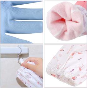 img 2 attached to Reusable Latex-Free Dishwashing Cleaning Gloves with Long Cuff - 2 Pairs (Medium) for Kitchen Women Men - Pink and Blue