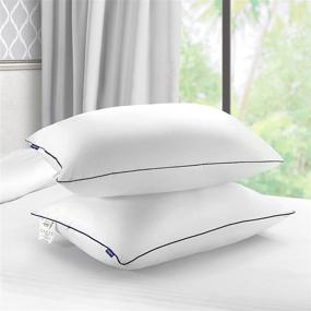 img 4 attached to 🛏️ Gino Queen Size Pillows for Sleeping - Set of 2, Luxury Hotel Bed Pillows for Side Back Stomach Sleeper - Hypoallergenic Cotton Zippered Cover, Plush Down Alternative Filling, and Adjustable Height