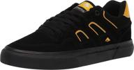 emerica mens skate shoes in black and yellow logo