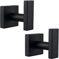 🛀 stylish and durable: 2-piece stainless steel bathroom towel hook set in matte black logo