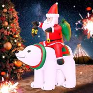 6 ft christmas inflatable decoration - santa riding bear with gift bag, led lights - holiday blow up yard decoration for xmas party - indoor/outdoor/garden/yard lawn winter decor logo