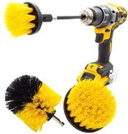 🧹 yellow 4 pack electric cleaning brush set for bathroom surfaces, grout, floor, tub, shower, tile, corners, and kitchen - all purpose drill brush kit with extended attachment logo