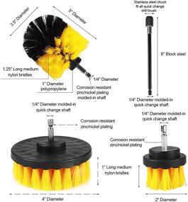 img 1 attached to 🧹 Yellow 4 Pack Electric Cleaning Brush Set for Bathroom Surfaces, Grout, Floor, Tub, Shower, Tile, Corners, and Kitchen - All Purpose Drill Brush Kit with Extended Attachment