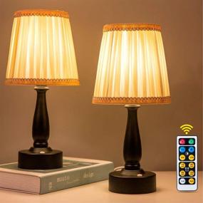 img 4 attached to 🌙 ZEEFO LED Night Light Set - Battery Powered Portable Night Lamp, Warm White Remote Control Night Light - Dimmable Classic Bedside Table Lamps for Bedroom, Study, and Kids Room (Pack of 2)