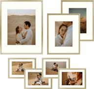 frametory aluminum picture frames set of 7: gold gallery wall kit 🖼️ for stylishly displaying 11x14, 8x10, and 5x7 inch photos - perfect home decoration solution логотип