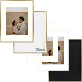 img 1 attached to Frametory Aluminum Picture Frames Set of 7: Gold Gallery Wall Kit 🖼️ for Stylishly Displaying 11x14, 8x10, and 5x7 Inch Photos - Perfect Home Decoration Solution