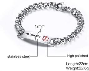 img 3 attached to 💊 TTVOVO Medical Alert ID Bracelets: Stainless Steel SOS Emergency Bracelets for Men and Women - Engravable Fashion Jewelry Gifts for Boys and Girls