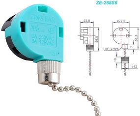 img 3 attached to 🔧 Ketofa ZE-268S6 & ZE-208S6 3 Speed Fan Switch with Pull Chain Control - Ideal for Zing Ear Ceiling Fans, Appliances, and Lamps - 4 Wire Replacement Switch