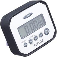 🍳 taylor pro heavy-duty digital kitchen timer - splash-proof, impact-proof, and water-resistant chef's countdown clock for cooking - plastic/white logo