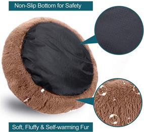 img 1 attached to 🐾 Ultimate Comfort: Calming Dog Beds for Dogs of All Sizes - Fluffy Cat Bed Donut Cuddler in 24/32inch - Anti-Anxiety Pet Beds with Ultra Soft Faux Fur Material - Machine Washable and Safe