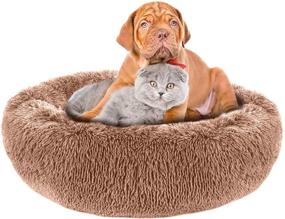 img 4 attached to 🐾 Ultimate Comfort: Calming Dog Beds for Dogs of All Sizes - Fluffy Cat Bed Donut Cuddler in 24/32inch - Anti-Anxiety Pet Beds with Ultra Soft Faux Fur Material - Machine Washable and Safe