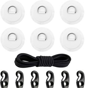 img 4 attached to Set of 6 PVC D-Ring Patch Stainless Steel Patches with 20ft Elastic Bungee Cords and Hooks - Ideal Inflatable Boat, Kayak, Dinghy, SUP Deck, Stand up Paddleboard Rafting Accessories | NO Glue Required