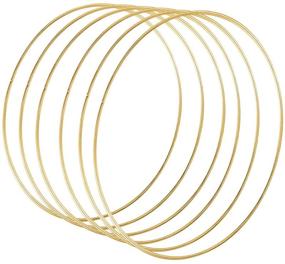 img 4 attached to 🌸 Large Metal Floral Hoop Wreath Macrame Gold Hoop Rings - 6 Pack 12 Inch for DIY Wedding Decor, Dream Catcher, and Wall Hanging Crafts