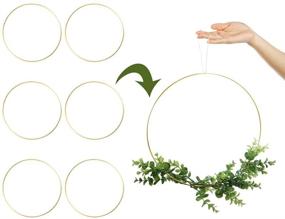 img 2 attached to 🌸 Large Metal Floral Hoop Wreath Macrame Gold Hoop Rings - 6 Pack 12 Inch for DIY Wedding Decor, Dream Catcher, and Wall Hanging Crafts