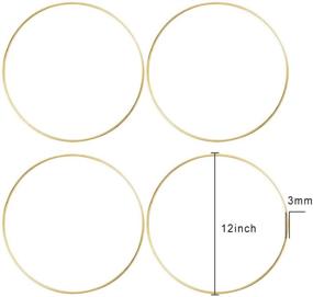 img 3 attached to 🌸 Large Metal Floral Hoop Wreath Macrame Gold Hoop Rings - 6 Pack 12 Inch for DIY Wedding Decor, Dream Catcher, and Wall Hanging Crafts