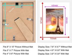 img 3 attached to Premium 8x10 Wood Picture Frame Set - Perfect for HD Glass Display of 5x7, 4x6 Photos with Mat or 8x10 Without Mat - Versatile Hanging and Freestanding Options for Wall Gallery or Table Top Decor - Complete with Wall Mounting Hardware