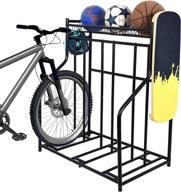 🚲 lycklig bike rack with 3-bicycle floor parking stand and storage basket - free standing bike stand rack for road, mountain, hybrid bikes - suitable for adults and kids, in black logo