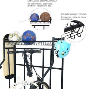 img 1 attached to 🚲 Lycklig Bike Rack with 3-Bicycle Floor Parking Stand and Storage Basket - Free Standing Bike Stand Rack for Road, Mountain, Hybrid Bikes - Suitable for Adults and Kids, in Black