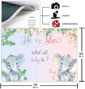 img 3 attached to 🐘 COMOPHOTO Pink or Blue Flowers Elephant Gender Reveal Backdrop - 7x5ft Photography Background for Baby Shower, He or She Gender Reveal Party, Cake Table Decorations, and Backdrops