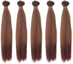 img 2 attached to 🧶 Lot of 5 Synthetic Dark Brown Hair Wefts, 9.84 Inches Long, Handcrafted for Making BJD Blythe Pullip Doll's Wig