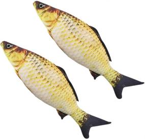 img 2 attached to Realistic 14 inch Artificial Fish: Best Looking Fake Fish for Teasing Cats - Interactive, Eco-Friendly Carp Toy - Set of 2
