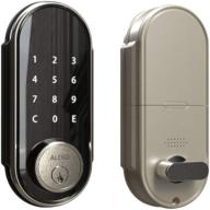 enhance security with aleko 2-in-1 keyless entry smart door lock - satin nickel logo