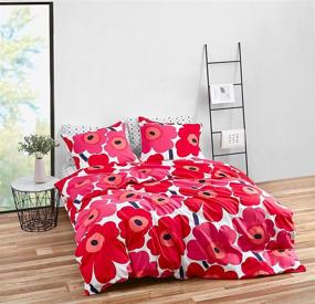 img 3 attached to 🌺 Marimekko Unikko Comforter Set Red, King Size - 221453