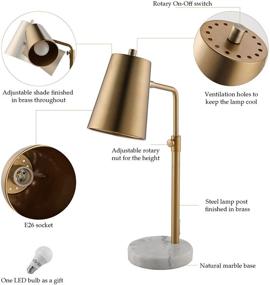 img 1 attached to 💡 CO-Z Gold Desk Lamp: Adjustable LED Bulb & Antique Brass Metal Table Lamp with Marble Base - Perfect Reading Lamp for Office, Bedroom, Living Room - 20’’ Mid Century Modern, Industrial-style Task Lamp