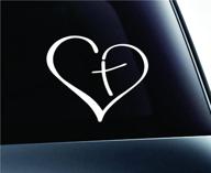 heart cross center sticker christian logo