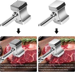 img 2 attached to 🔨 Dual-Sided Stainless Steel Meat Tenderizer Hammer Mallet Tool for Tenderizing Steak, Beef, Poultry, Chicken Breast, and Crushing Nuts