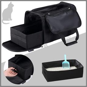 img 3 attached to 🐱 Portable Foldable Cat Litter Box for Travel - Petleader Collapsible Lightweight Box, Black