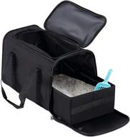 🐱 portable foldable cat litter box for travel - petleader collapsible lightweight box, black logo
