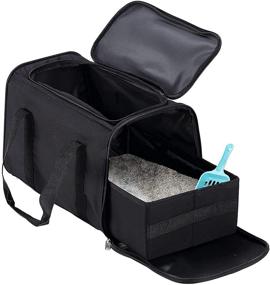 img 4 attached to 🐱 Portable Foldable Cat Litter Box for Travel - Petleader Collapsible Lightweight Box, Black