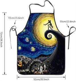 img 3 attached to 🌟 Starry Night Apron: Funny & Cute Bib Apron for Men and Women Chefs - Ideal for Cooking, Kitchen, and BBQ, with No Pocket - Premium Quality, Black