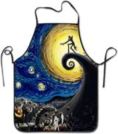 🌟 starry night apron: funny & cute bib apron for men and women chefs - ideal for cooking, kitchen, and bbq, with no pocket - premium quality, black логотип
