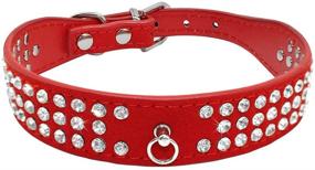 img 3 attached to Dazzling Suede Leather Collar: Sparkling Rhinestone Crystal Jewels for Small Pets