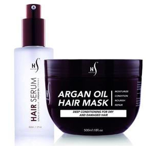 img 4 attached to 🧖 HerStyler Hair Mask and Argan Oil Hair Serum Set - Deep Conditioning for Soft Hair Texture and Frizzy Hair - Complete Hair Care Set