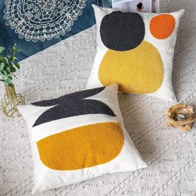img 1 attached to 🌼 VANNCIO Square Bohemian Decorative Pillow Cover: Abstract Cotton Hand Woven Throw Pillowcase for Boho Bedroom Living Room - Modern Home Decor Cushion Sham 18x18, 1PC (Black Mustard)