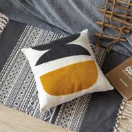 🌼 vanncio square bohemian decorative pillow cover: abstract cotton hand woven throw pillowcase for boho bedroom living room - modern home decor cushion sham 18x18, 1pc (black mustard) logo