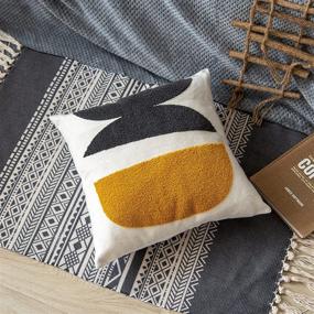 img 4 attached to 🌼 VANNCIO Square Bohemian Decorative Pillow Cover: Abstract Cotton Hand Woven Throw Pillowcase for Boho Bedroom Living Room - Modern Home Decor Cushion Sham 18x18, 1PC (Black Mustard)