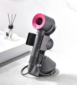 img 4 attached to Держатель фена I'Smartmoon для Dyson Supersonic - стильный алюминиевый кронштейн с органайзером для штепсельных разъемов - органайзер для ванной комнаты с инструментами по уходу за феном Dyson Supersonic (новый серый)